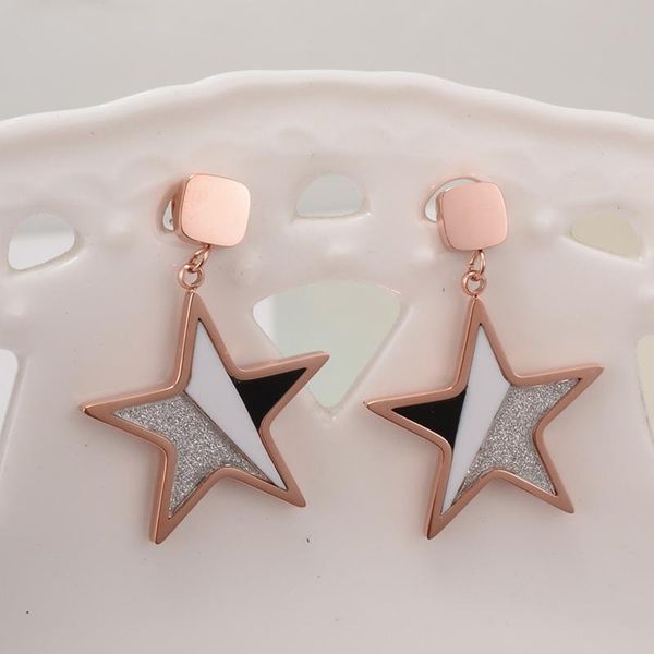 

stud titanium steel star earrings for women party ear jewelry gift, Golden;silver
