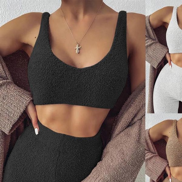 

fashion autumn winter two pieces suit women sets 2021 new sportswear v neck plush short sling lady home wear, Gray