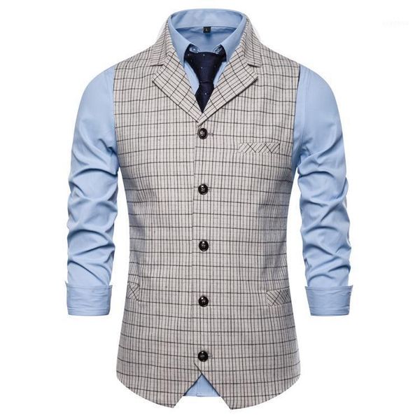 

waistcoats & vests for men stage costumes single-breasted plaid vest male unique design grid white coffee new1, Black;white