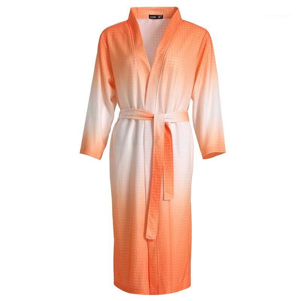 

women's sleepwear women autumn winter bathrobe femme dressing gown long kimono waffle bath robe plus size1, Black;red