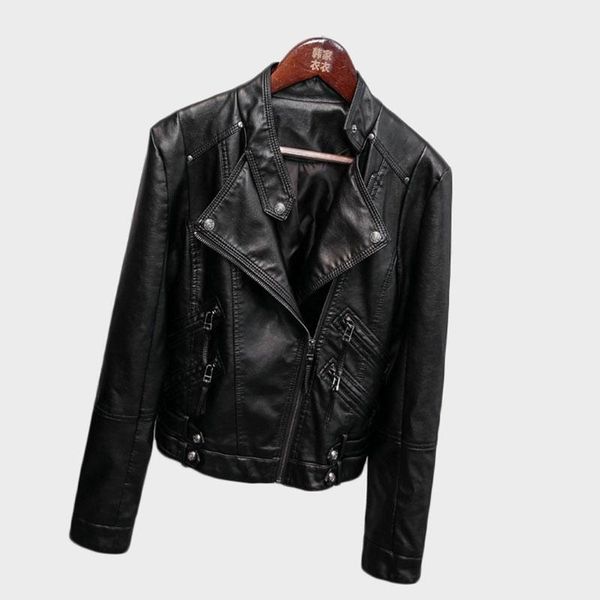 

youth clothing for women korean style leather coat women short jacket leisure spring/autumn pu leather jackets 79, Black