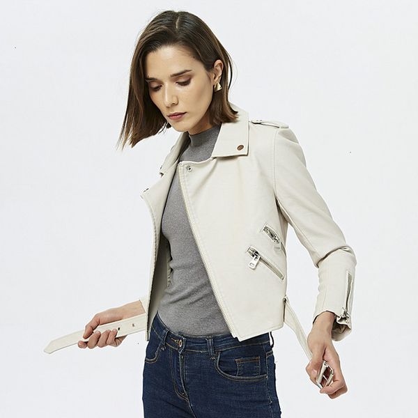 

a synthetic jacket with zipper and neck, for women, motorcycle jacket, faux wallet, exquisite imitation leather belt