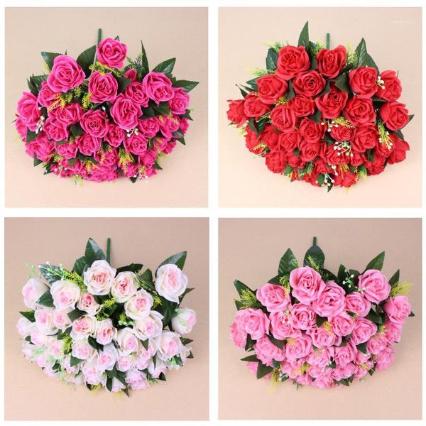 

decorative flowers & wreaths 36 heads artificial rose flower bouquet wedding arch road lead fake festive party supplies home garden decorati