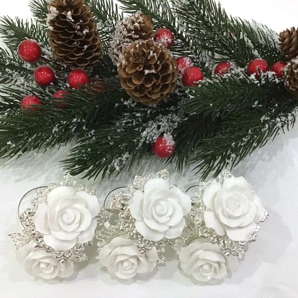 

4/6 шт., кольца салфетки, пряжки, свадебные торжества, вечеринки по случаю дня рождения, розы, diy, декоративные ремесла по ремеслам серебря