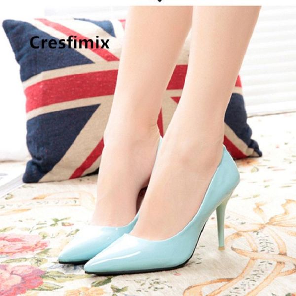 

cresfimix mujer tacones altos women classic pu leather office high heel shoes lady casual street heels a5371, Black
