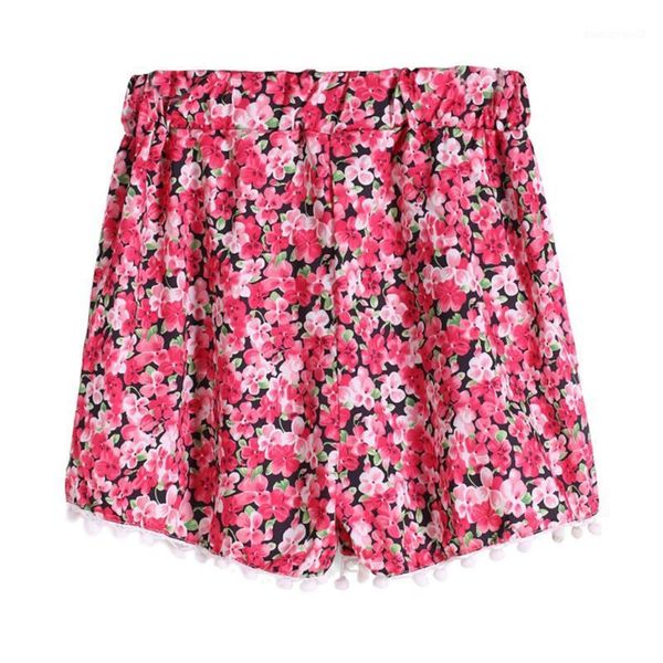 

women's shorts small ball edge, shivering floral, short pant1, White;black