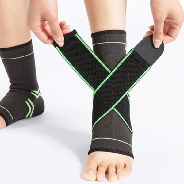 

3d weaving elastic nylon strap ankle support brace badminton basketball football taekwondo fitness heel protector gym equipment, Blue;black