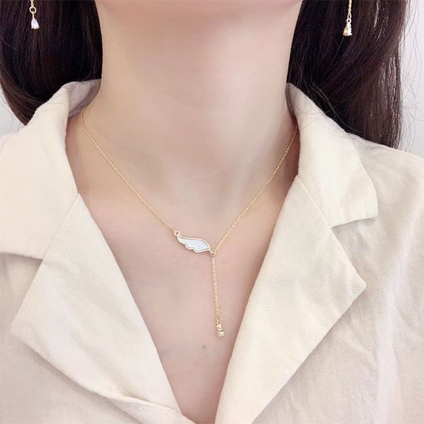 

925 silver necklace women gold silver color shell wings charm necklaces clavicle chain necklace fashion jewelry