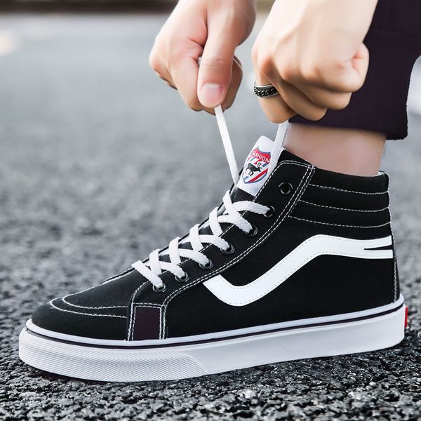 

boys sport high canvas men designer sneakers flat casual school shoes man fashion sneaker, Black;red