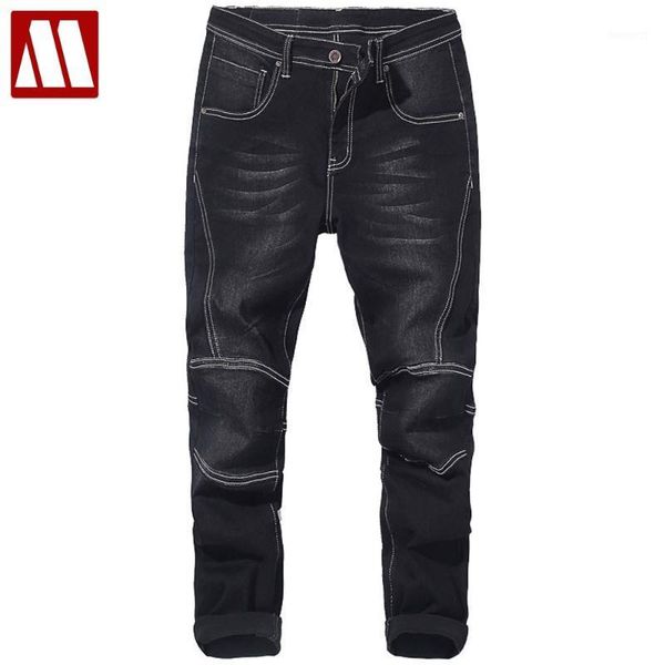 

big size men's bike jeans 2020 autumn winter man stretch harem pants brand denim trousers male black blue jeans 40 42 44 46 481
