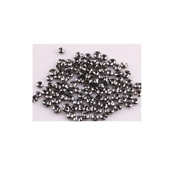 

200pc 3 4mm retro round antique silver bronze tone crimp beads cord end caps for jewelry making diy bracelet necklace jllzfo, Black