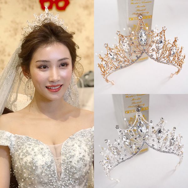 

свадебный головной убор 2020 новых свадебные аксессуары роскошной белых пряж барокко корона волосы, Silver