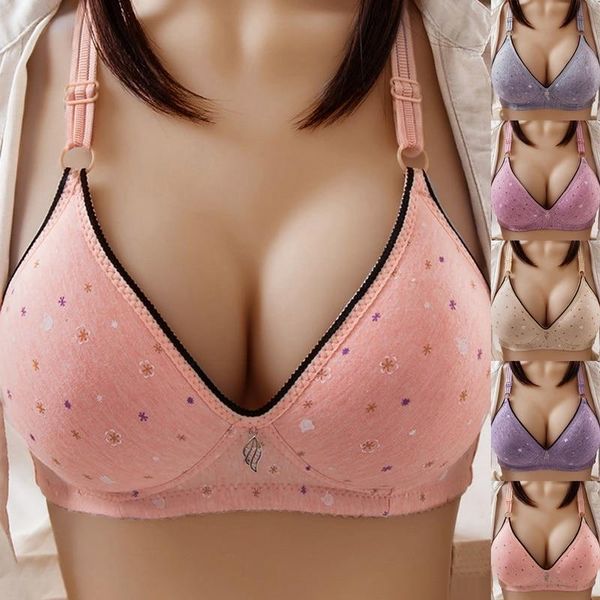 

2021 new fashion front button underwear women's cotton vest-type middle-aged and elderly bras large size under wireless women, White;black