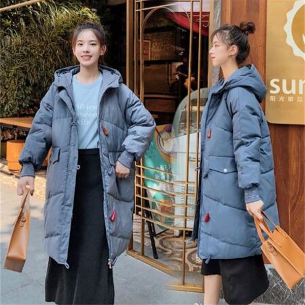 

2021 new ladies with hoodie long parkas oversize winter female mid-winter thick jacket down women's coat crul, Black