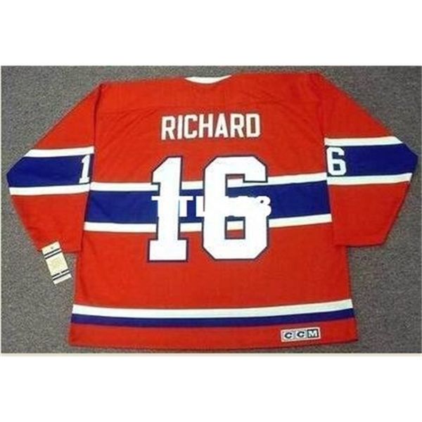 

421s #16 henri richard montreal canadiens 1973 ccm vintage home hockey jersey or custom any name or number retro jersey, Black