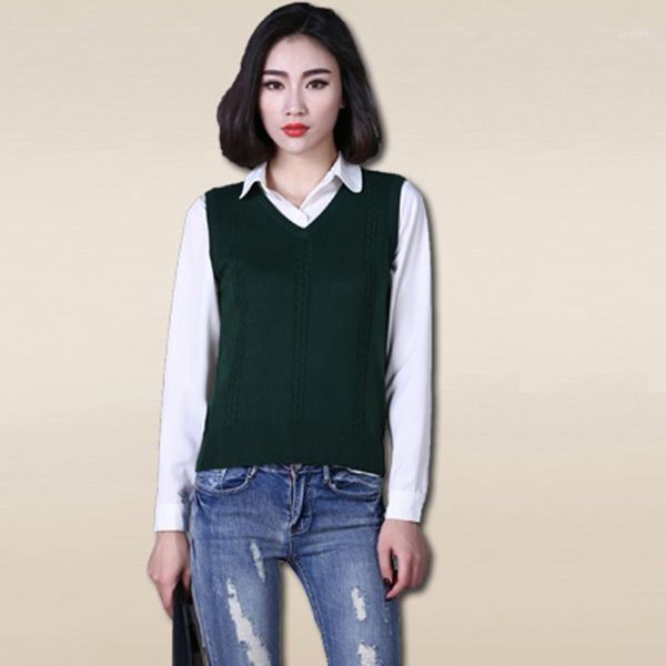 

2020 spring autumn new style women sweater vest pullover wool material female jacket short vest twist pattern basic shirt1, Black;white