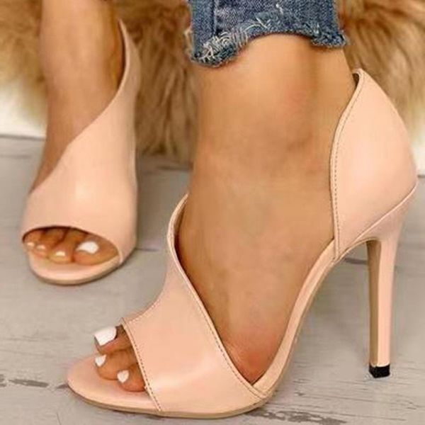 

orcha lisa 2021 spring summer elegant heeled sandals peep toe thin high heels slip on snake large size 32-43 casual office c1798, Black