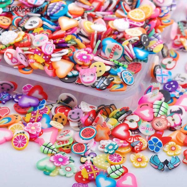 

1000pcs/bag fruit animals series nail art polymer clay canes fruit slice set slices decoration acrylic beauty nail sticker, Silver;gold