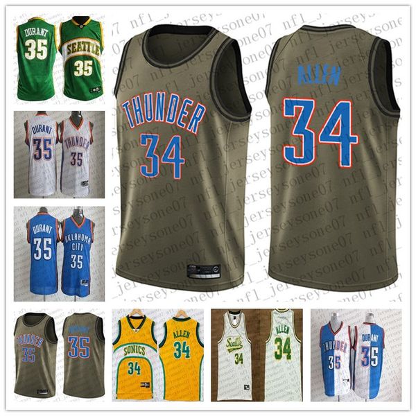 

men womens youth oklahoma city thunder 34 ray allen #35 kevin durant camo basketball swingman realtree collection custom jersey, Black