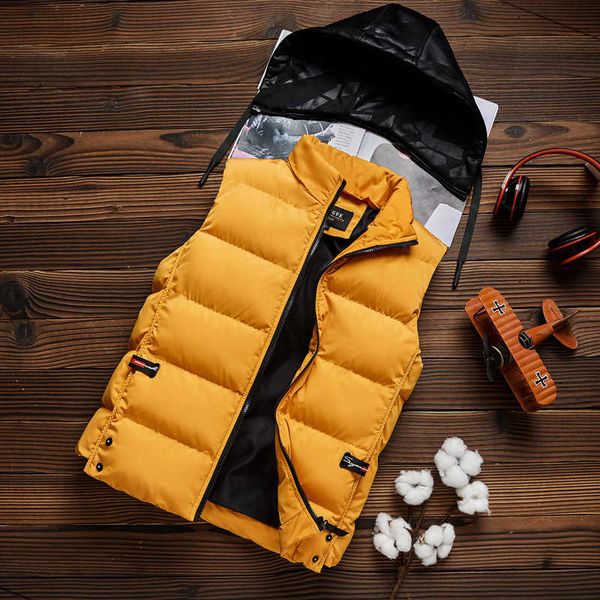 

simple detachable hooded solid color student english style vest, Black;white