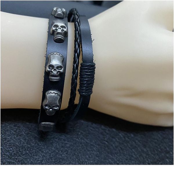 

junwei bracelet skull men and women cool jewelry three-layer assertive alloy hand jewelry junwei qylzmx