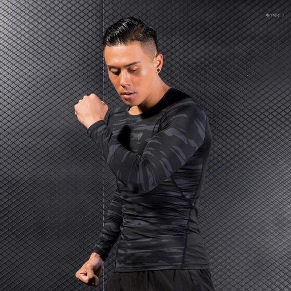 

2020 new long sleeve quick dry men bodybuilding t shirt running jogging shirts o neck long sleeve fitness slim tees for men1, Black;blue