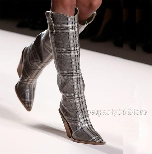 

real leather pointed toe wedge heeled winter knee high boots women 2020 show booty, Black