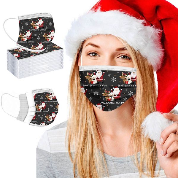 

disposable new 50/100pcs breathable christmas 3-layer face dustproof protective mask navidad fast delivery#30