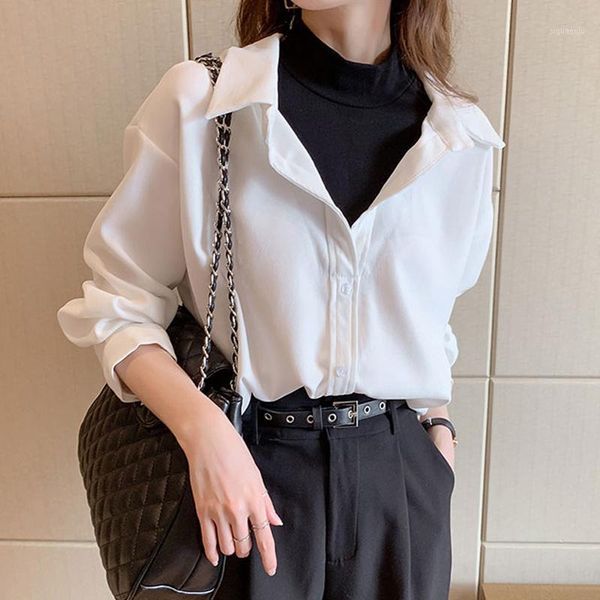 

false autumn white shirts blouse for woman corduroy solid women's shirt turn down collar long sleeve blouse jk6031