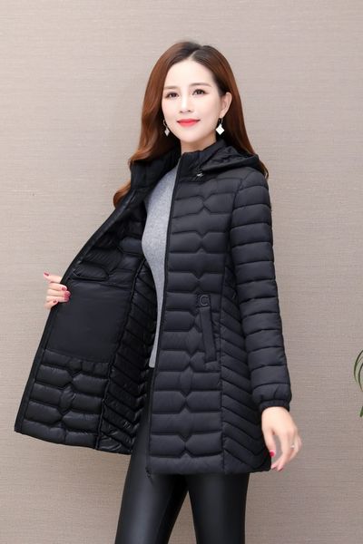 

new women's 2021 clothing light mid-length quilted cotton winter student cotton-quilted jacket odgf, Black