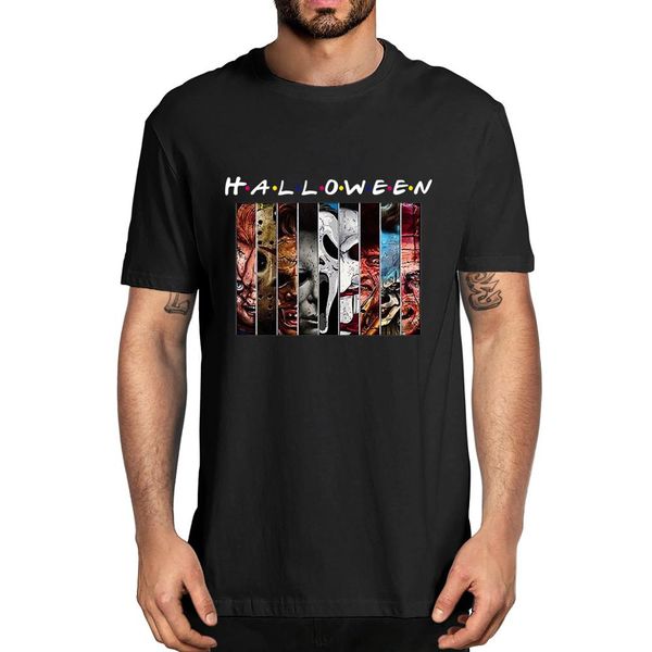 

friends horror movies face pennywise michael myers jason voorhees characters graphic neck halloween tee hooded sweatshirt hoodie men t shirt