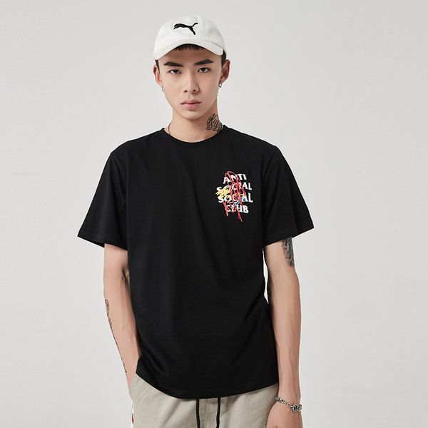 

men and women assc english alphabet printed round collar t-shirt cotton tee 2020, White;black