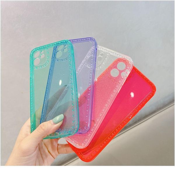 

luxury transparent glitter phone case for iphone 11 pro max x xr xs 8 plus 7 se2 bling soft sile shockpro bbybzg