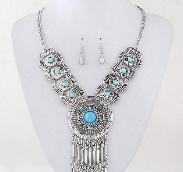 

sets accessories pendant part fine earrings necklace jewelry for women circle bridal wedding wmtlm dayupshop, Silver