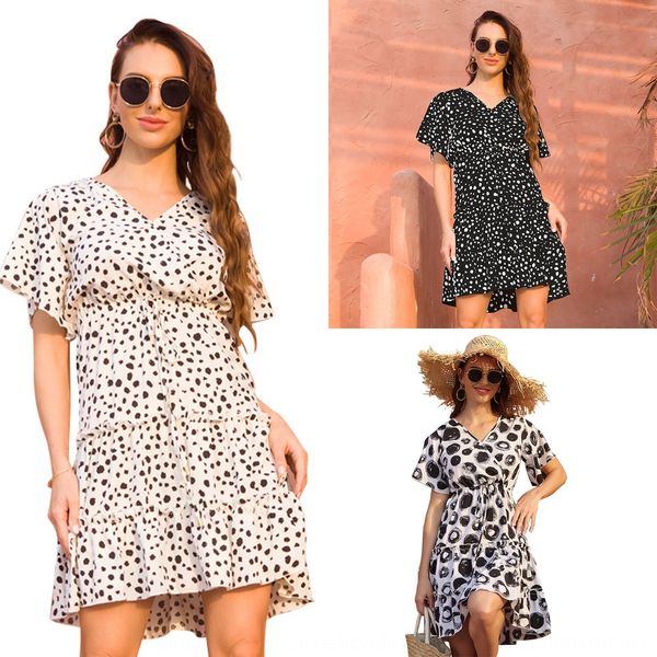 

v-neck chiffon small daisy french floral waist summer 2020 new dress dresslong skirt dress women's small fresh medium length skirt 1yaq, Black;gray