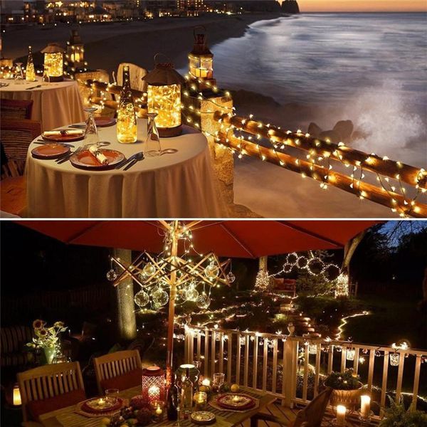 

72ft 22m 200 led solar strip light home garden copper wire light string fairy outdoor solar powered christmas party decor swy wmtocm