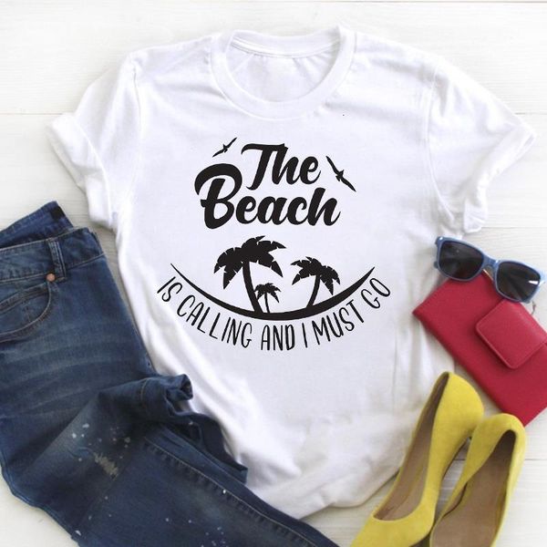 

women beach tree clothing short sleeve print summer female tshirt womens t tee ladies shirt clothes graphic t-shirt, White