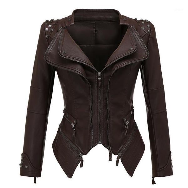 

jacket women faux leather pu jacket winter autumn black motorcycle outerwear gothic faux leather coat chaqueta1