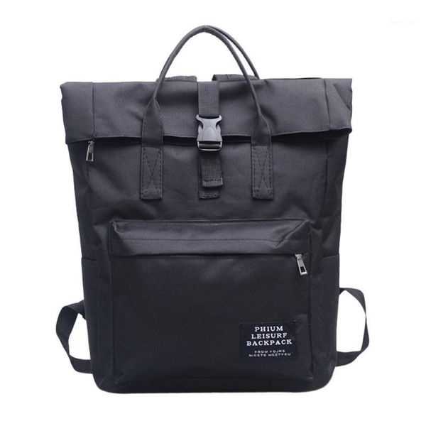 

2020 new fashion backpack women satchel tote school shoulder bag pure color nlyon shoulder bags school pouch travel mochila1