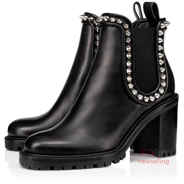 

winter womens red bottom boots capahutta ankle boots black leather lug sole designer red sole booties party wedding with box