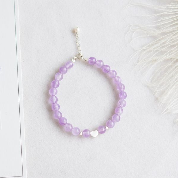 

natural lavender amethyst pure silver love and beauty delicate and fresh single crystal bracelet circle bracelet k841n, Golden;silver