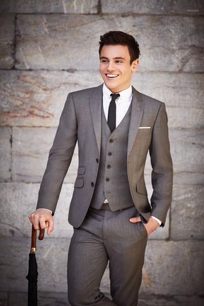 

men's suits & blazers mens wedding grey groom tuxedos man business custom made bespoke a0521, White;black
