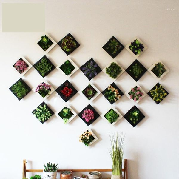

3d creative real touch plastic plants home decoration wall hanger plastic frame artificial flower living room wall sticker decor1
