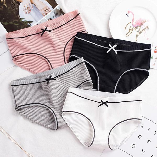 

10pcs womens low waist cotton panties striped breathable briefs underwear lingerie panty female intimates 201105011, Black;pink