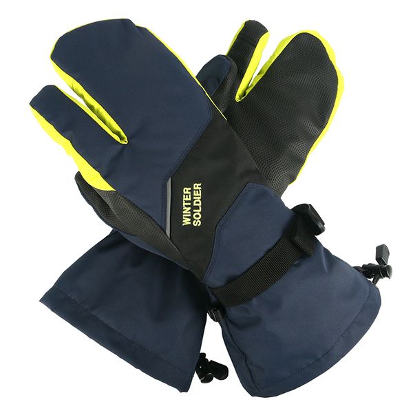 

ski winter waterproof warm thick touch screen three-finger gloves for men women cycling outdoor climbing, Blue;gray