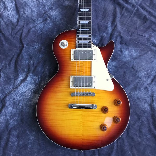 

6-string electric guitar with rose flame maple fingerboard. ing