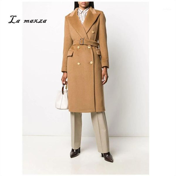 

women coats 2020 winter long elegant sashes fashion vintage ladies coats plus size1, Black