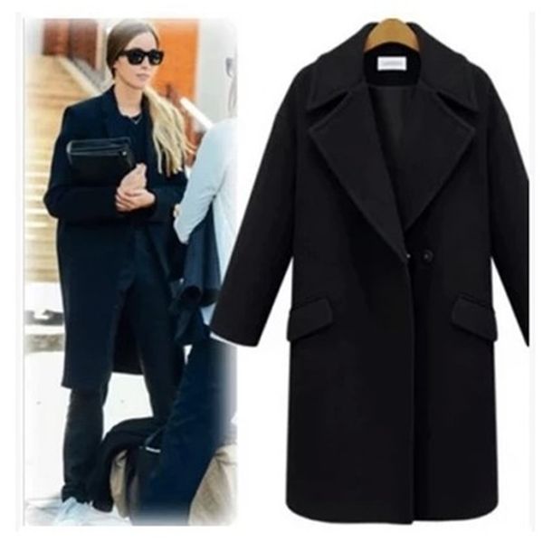 

winter 2021 autumn new wool big lapel and thick coat xowk, Black