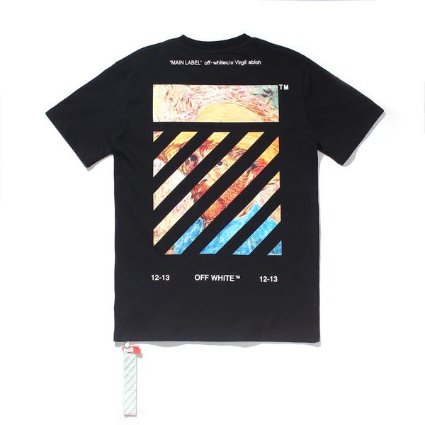 

european and american fashion brand mens short-sleeved off zebra line monet oil painting short-sleeved womens t-shirt summer loose couple ha