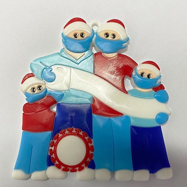 

3d print family christmas tree pendant survivor isolation pvc mask snowman hanging pendant diy name greetings decoration ornament
